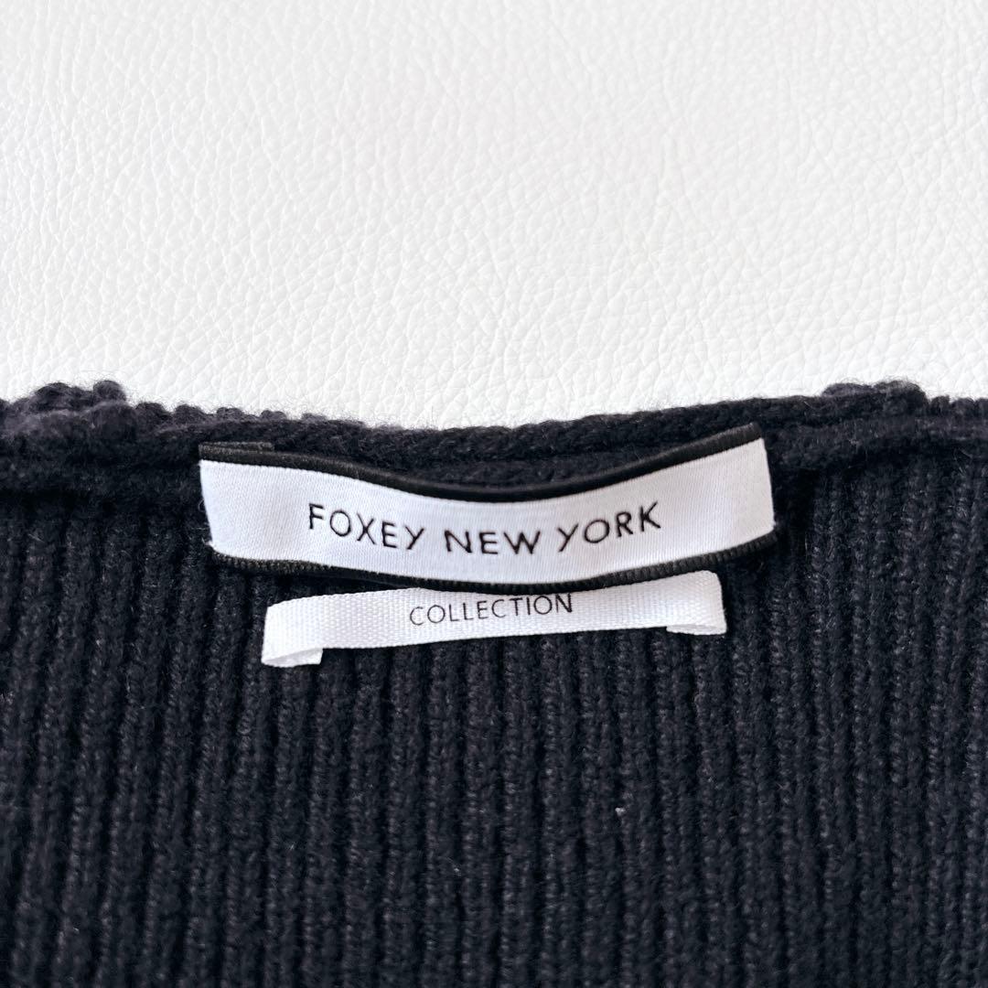 可愛い♡フォクシーニューヨーク RIB KNIT HOODIE ロゴ カシミヤ混