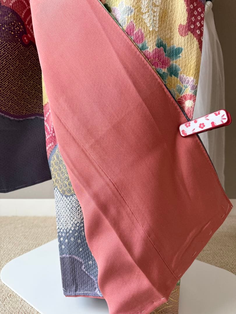 未使用品　振袖フルセット　手差し友禅　刺繍　新品長襦袢　トールサイズ　裄丈70
