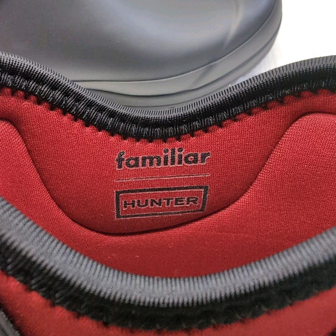 familiar HUNTER レインブーツ 23cm ブラック/レッド 長靴