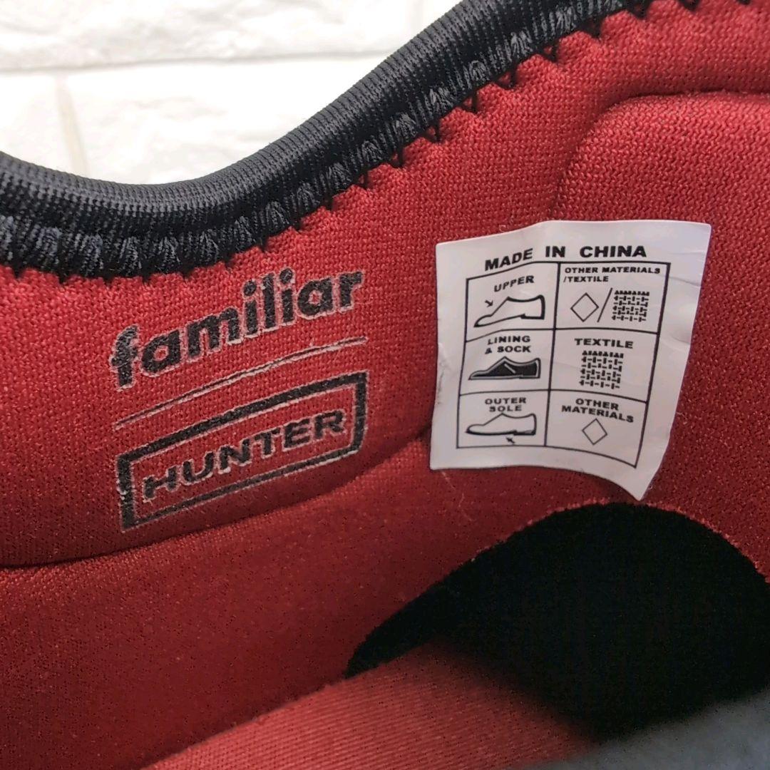 familiar HUNTER レインブーツ 23cm ブラック/レッド 長靴