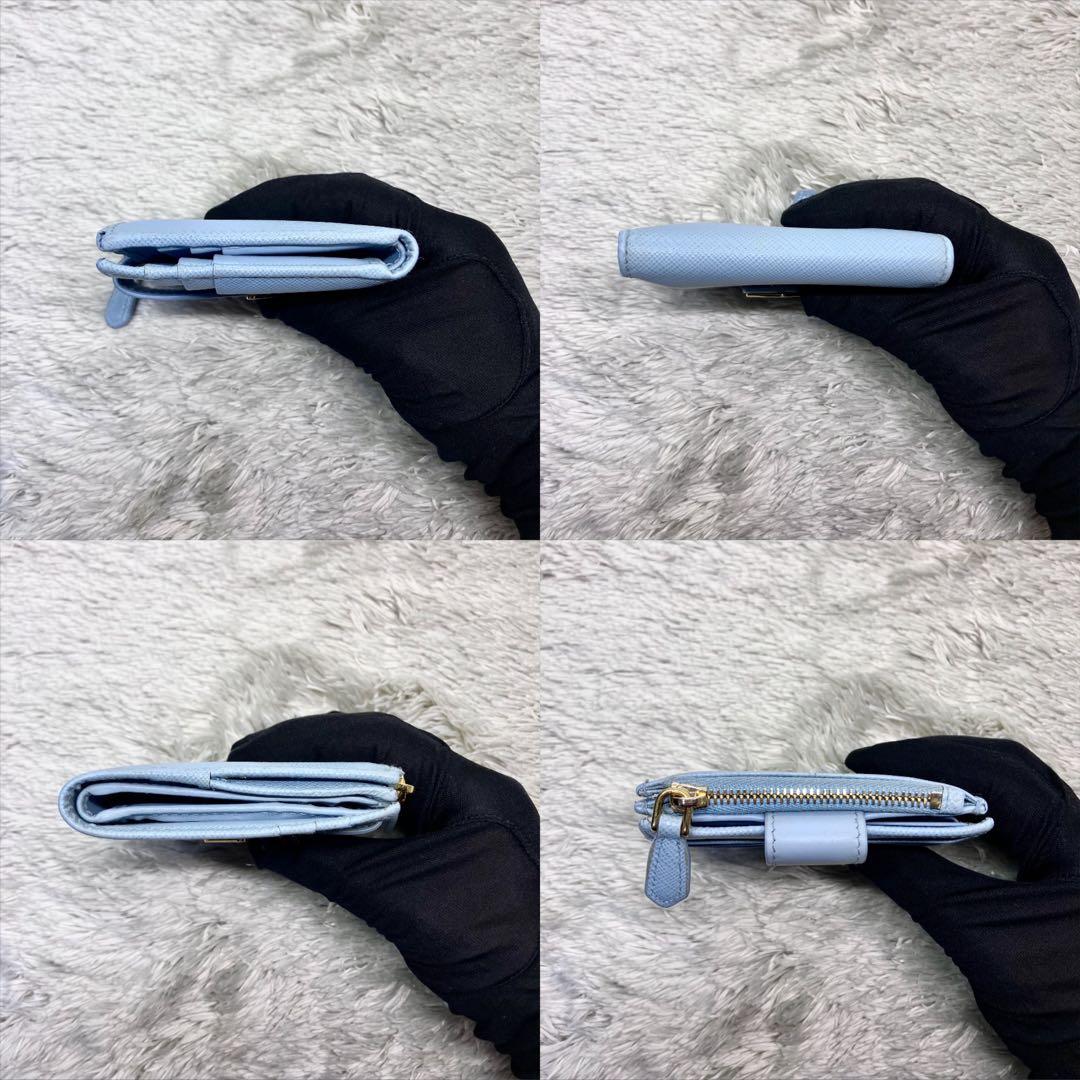 現行美品✨ PRADA RFID内蔵 二つ折り財布 サフィアーノ 三角ロゴ