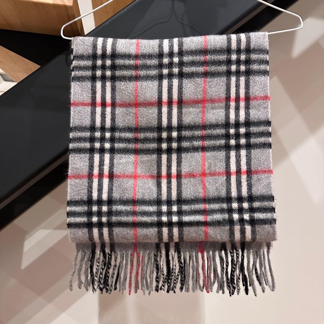 Burberry バーバリー　 ノバチェック マフラー グレー カシミヤ100%