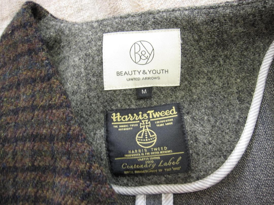 BEAUTY&YOUTH ハリスツイード 100周年 パッチワーク ベスト