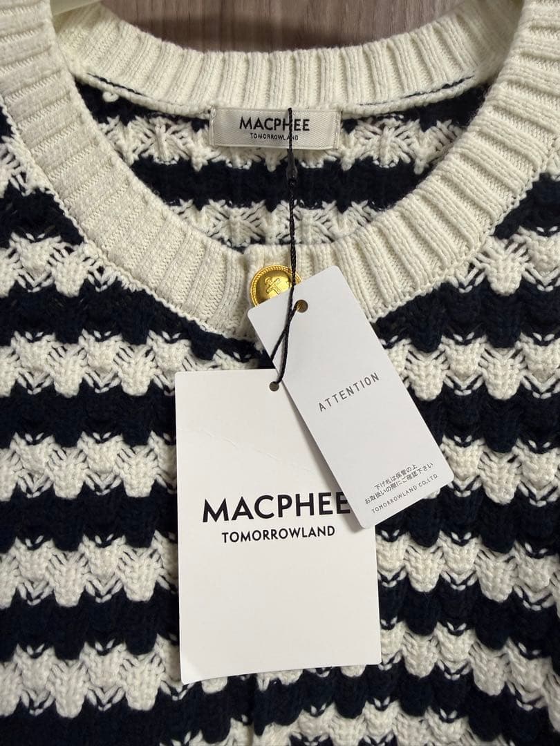 MACPHEE ハイブリットケーブルクルーネックカーディガ ン