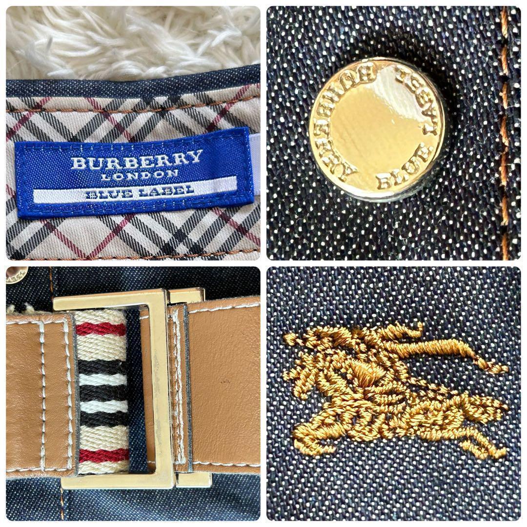 極美品 バーバリー デニム シャツワンピース ホース刺繍 ベルト ノバチェックM