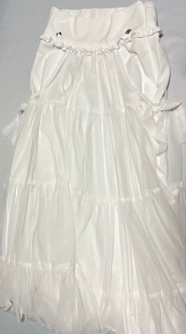 スカート dependoll SIDE RIBBON TULLE SKIRT WHITE
