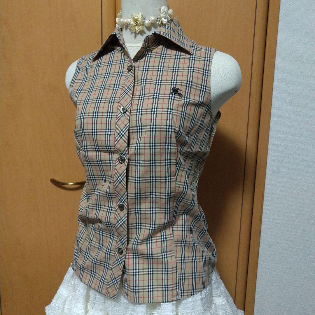 【美品】Burberry ノバチェック柄 ノースリーブポロシャツ y2k