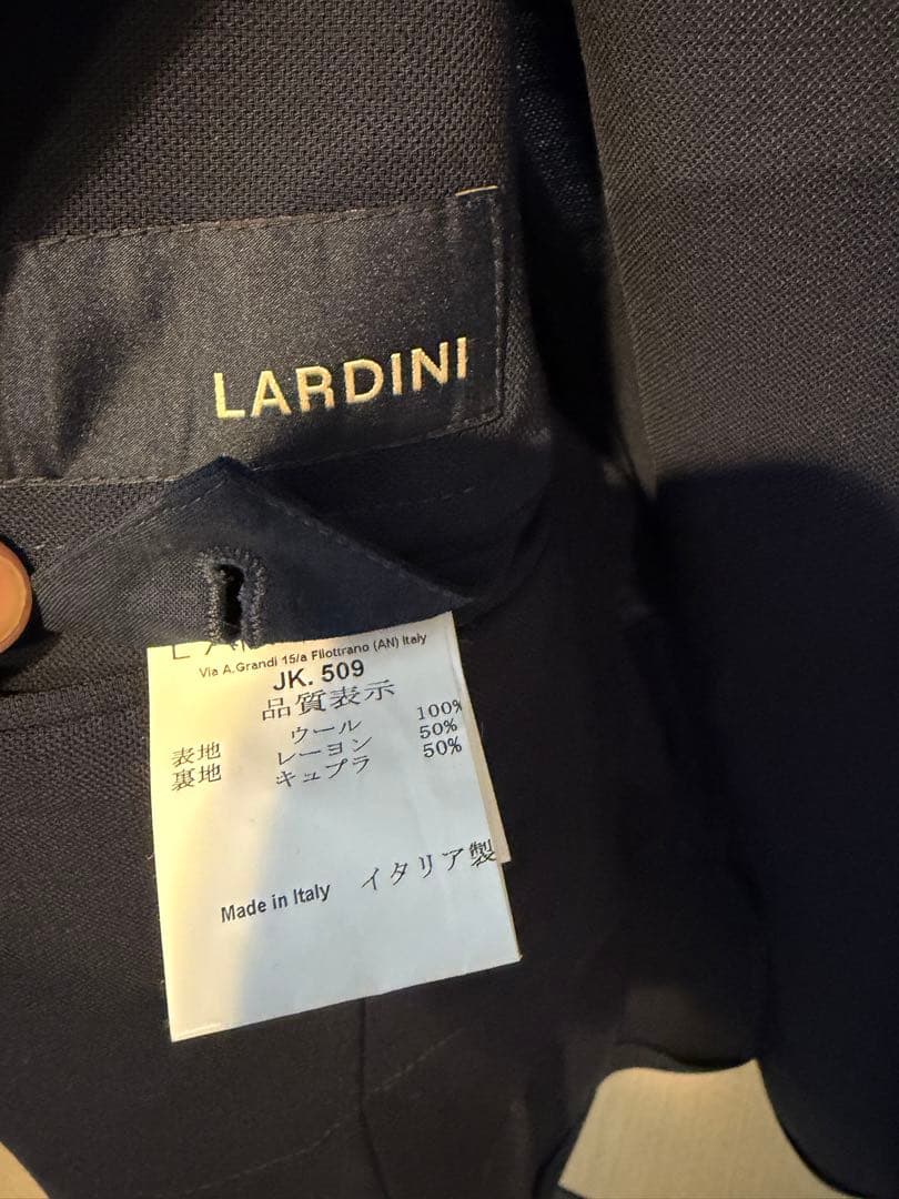 LARDINIラルディーニ ジャケット 50 ネイビー春夏ウール ブートニエール