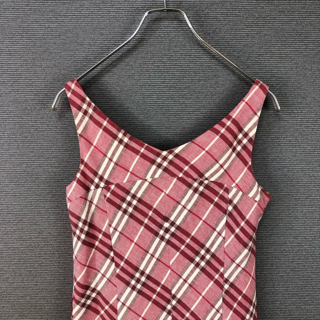 BURBERRY ピンクノバチェック ノースリーブ ひざ丈ワンピース 36
