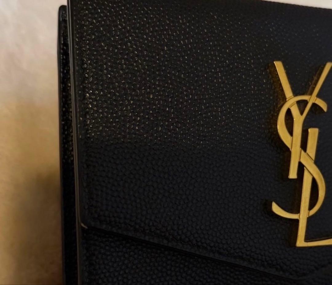 Saint Laurent レザー 二つ折り財布 黒