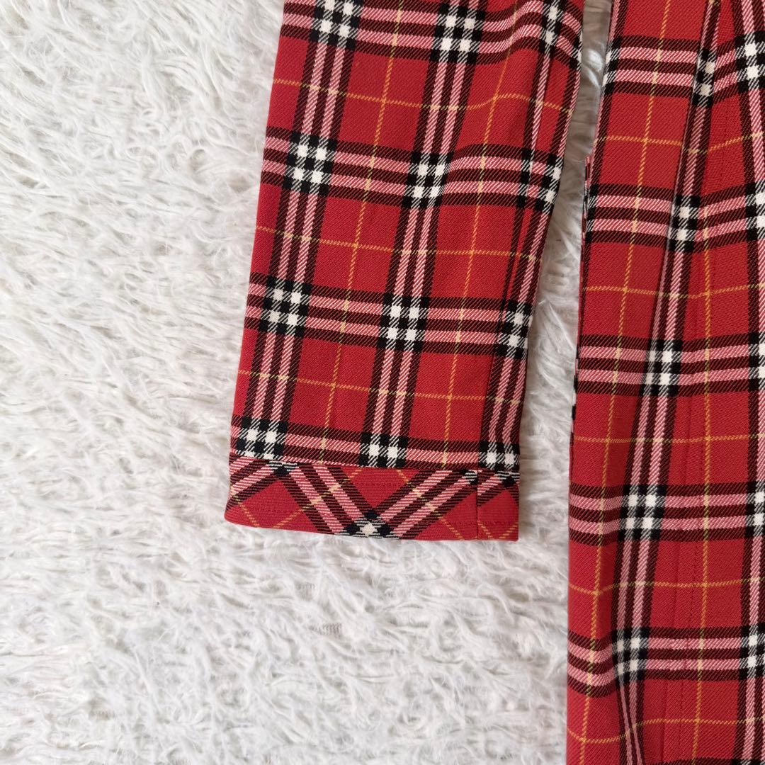 バーバリーブルーレーベル シャツワンピース ノバチェック Mサイズ レッド