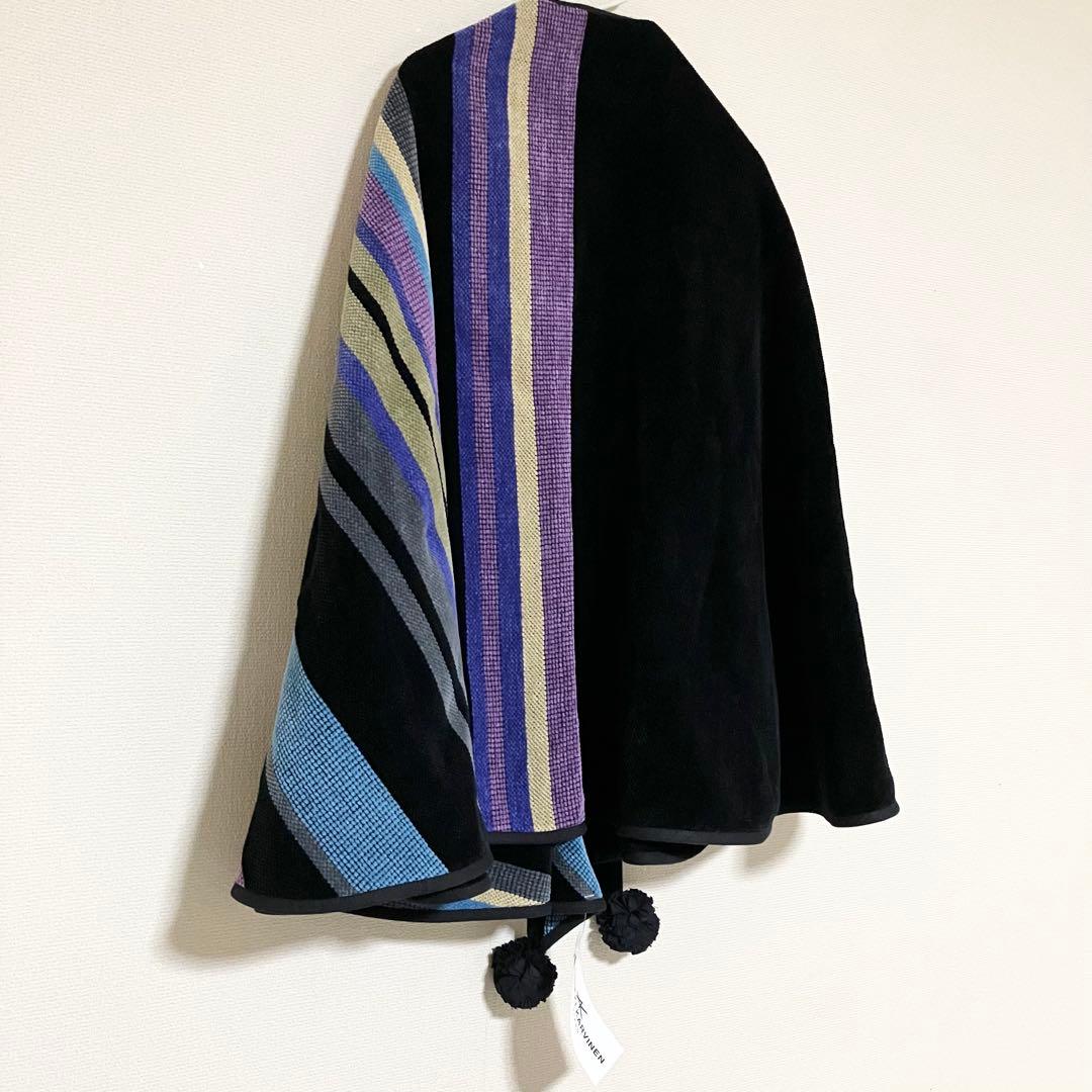新品　希少ANNIKKI KARVINENコットン　厚手　ケープ　ストール　上質