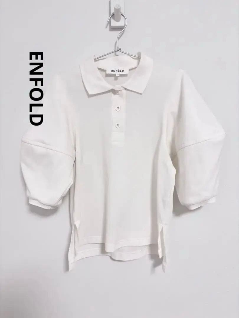美品ENFÖLD エンフォルド ストレッチカノコ 立体スリーブポロシャツ
