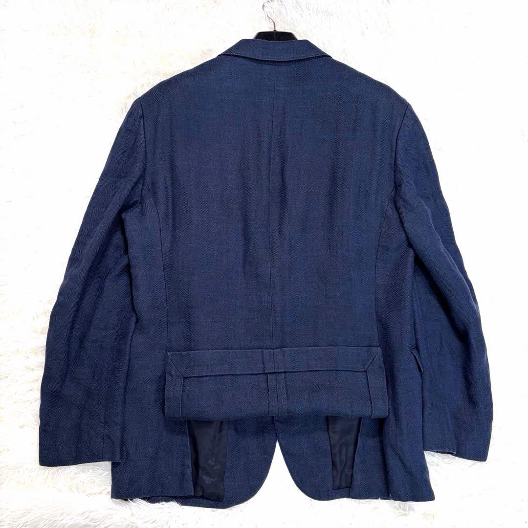 【美品】POLO RALPH LAUREN テーラード 麻 銀ボタン 紺色 XL