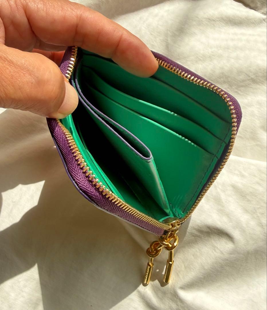 sacai グリーン ネイビー バイカラー 折り財布