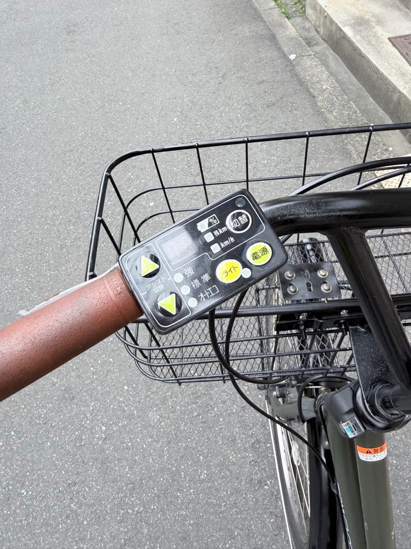 子供乗せ　パナソニック　電動アシスト自転車 ダークグレー 前バスケット付き