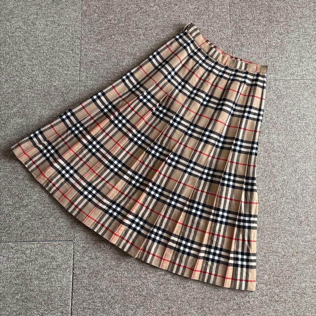 希少 美品 バーバリー 7 ノバチェック プリーツスカート