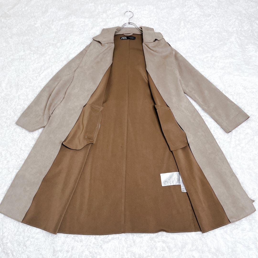 ZARA ザラ ロングコート スエード ベルト ベージュ センターライン