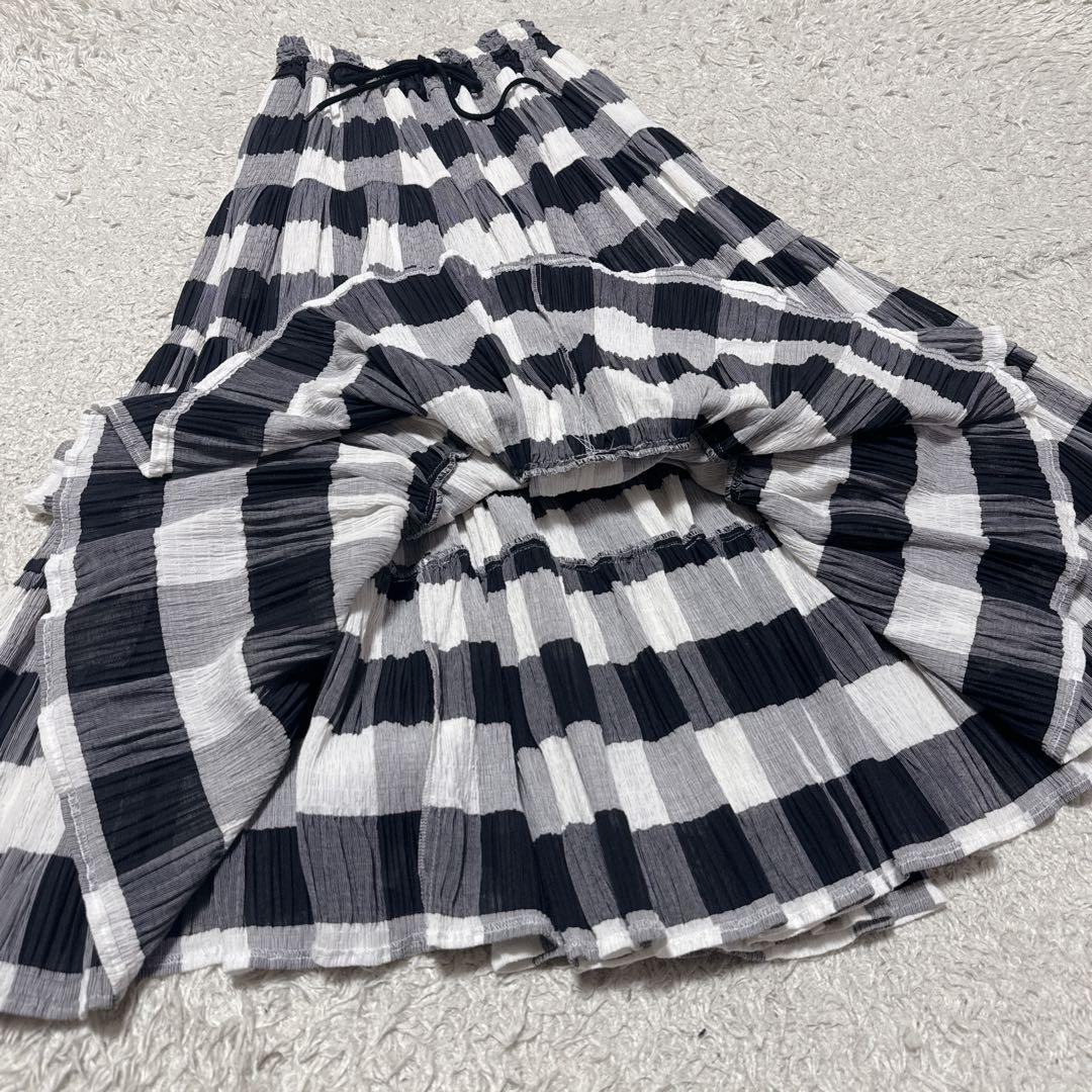 エルフ OBLI ブロックチェック マキシスカート ロングスカート S