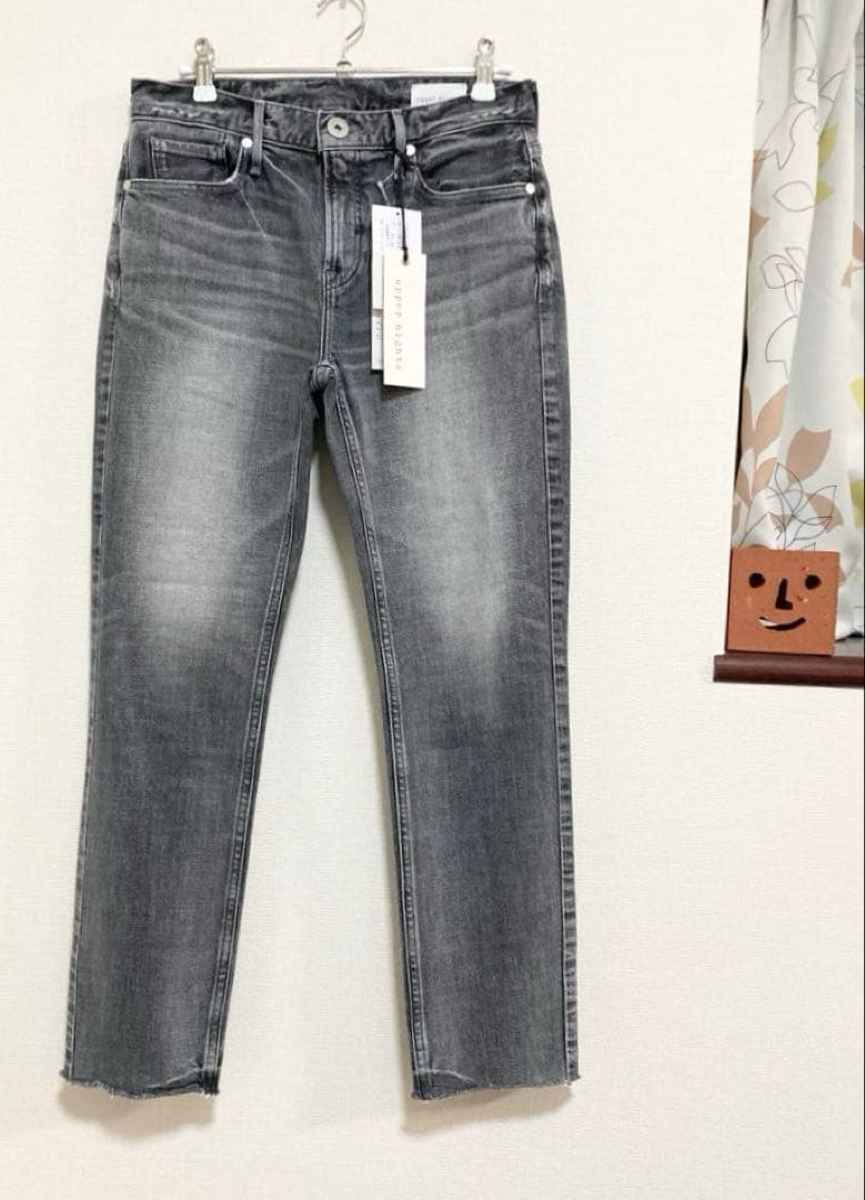 新品★ 美脚 ストレート デニムパンツ グレー アッパーハイツ ¥26400