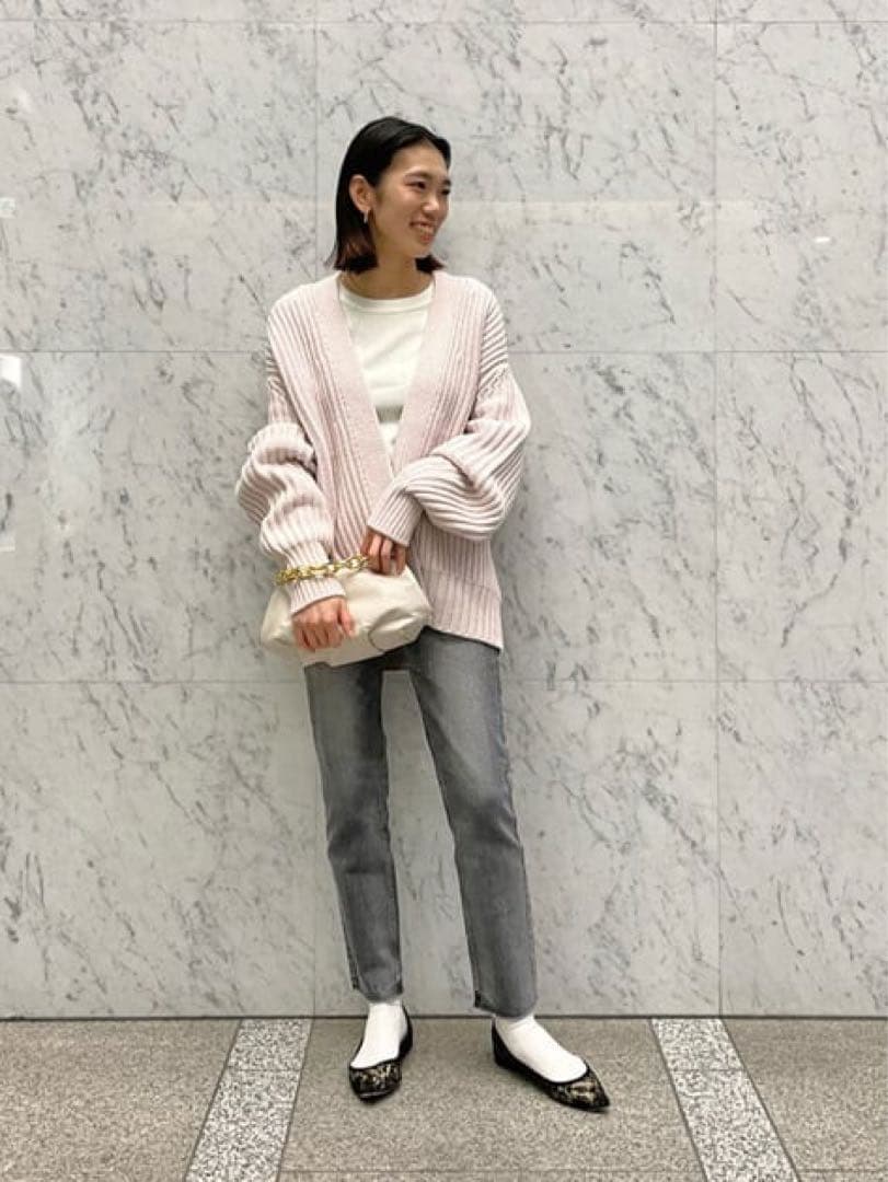新品★ 美脚 ストレート デニムパンツ グレー アッパーハイツ ¥26400