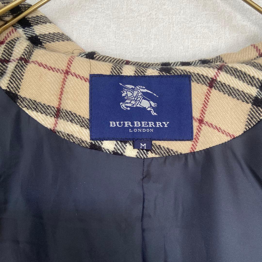 美品⭐️Burberry バーバリー　フード付き　コート　ノバチェック　ネイビー