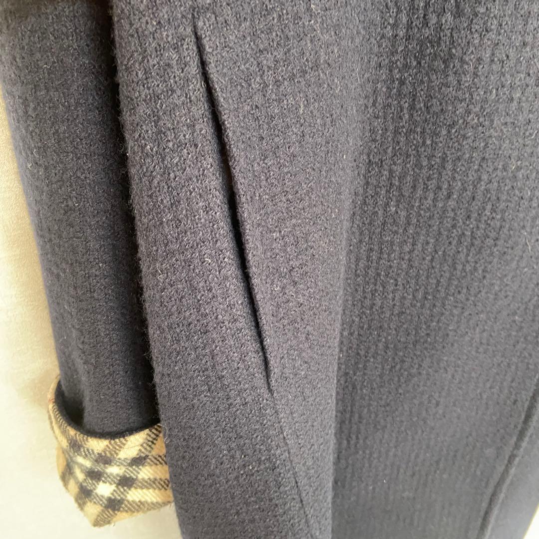 美品⭐️Burberry バーバリー　フード付き　コート　ノバチェック　ネイビー