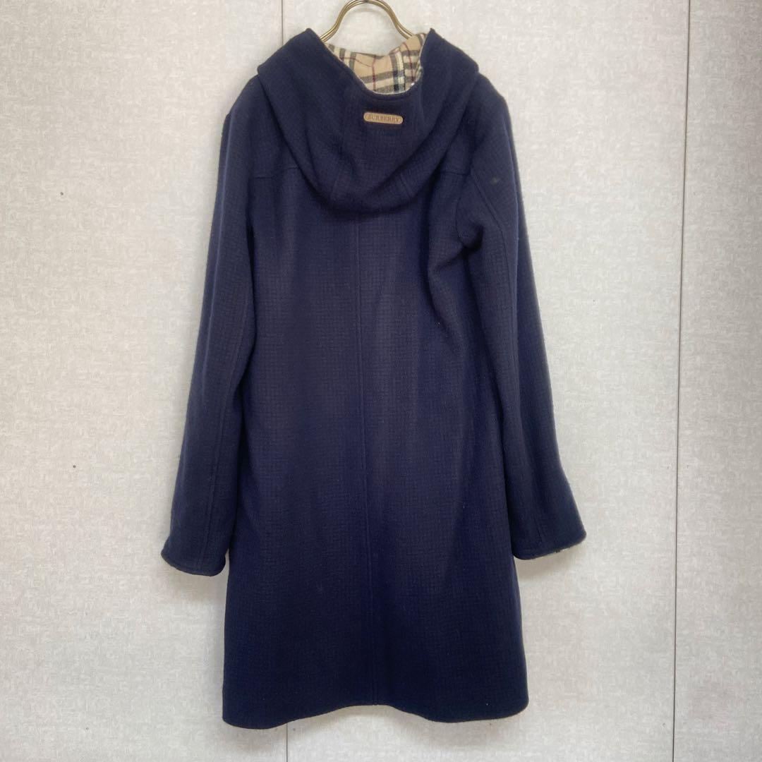 美品⭐️Burberry バーバリー　フード付き　コート　ノバチェック　ネイビー