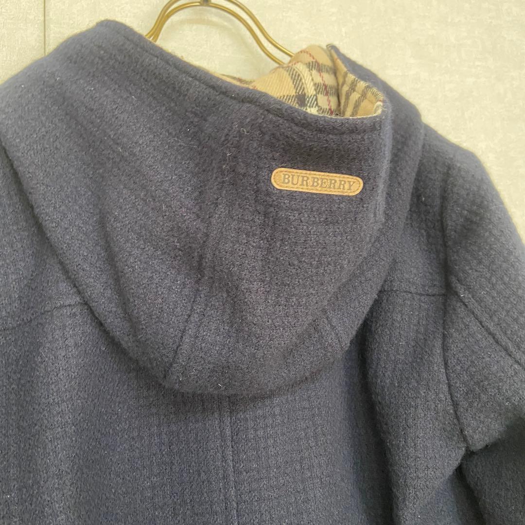 美品⭐️Burberry バーバリー　フード付き　コート　ノバチェック　ネイビー
