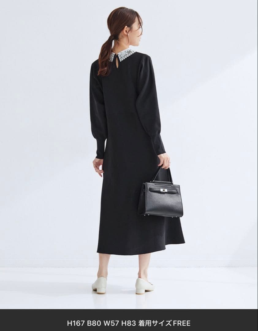 【美品】エリレース 2WAY ニット ワンピース　グリーンレーベルリラクシング