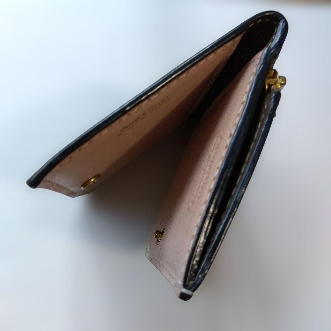 ラルコバレーノ　スマートカードウォレット　グレージュ×ピンク×アイボリー
