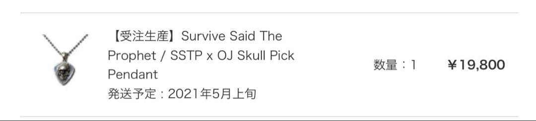サバプロ　ネックレス　SSTP x OJ Skull Pick Pendant