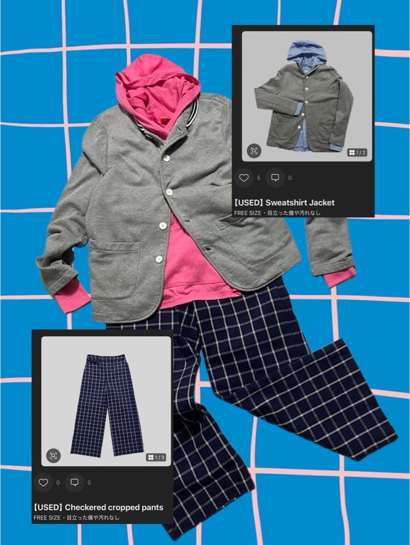 【USED】Checkered cropped pants