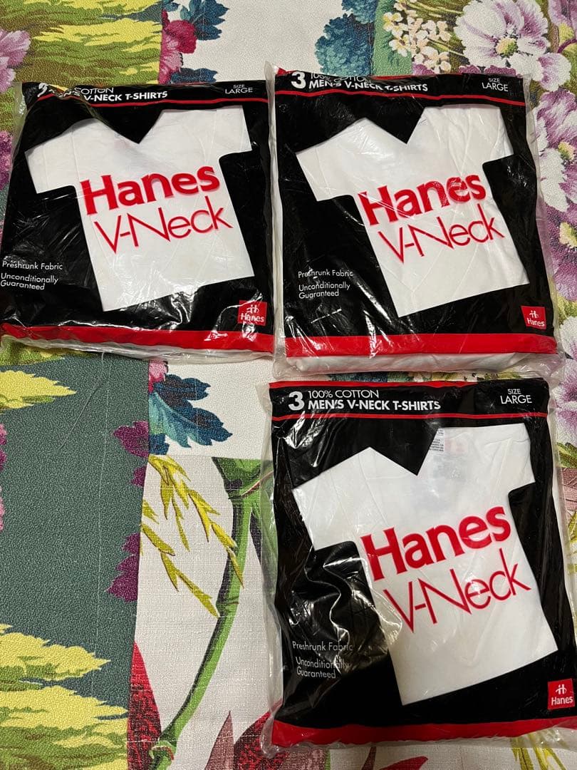 Hanes Vネック・クルーネックTシャツ3枚セット　　8個　デットストック