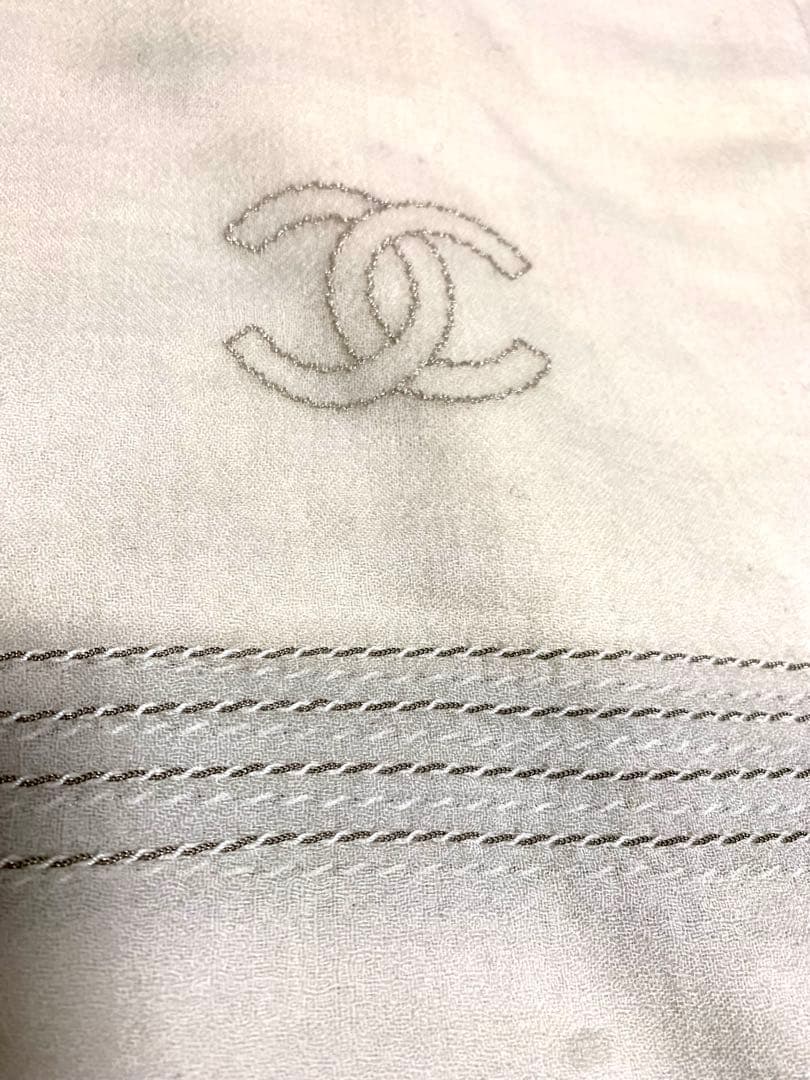 シャネル CHANEL ストール ショール ココマーク チェーン ウール