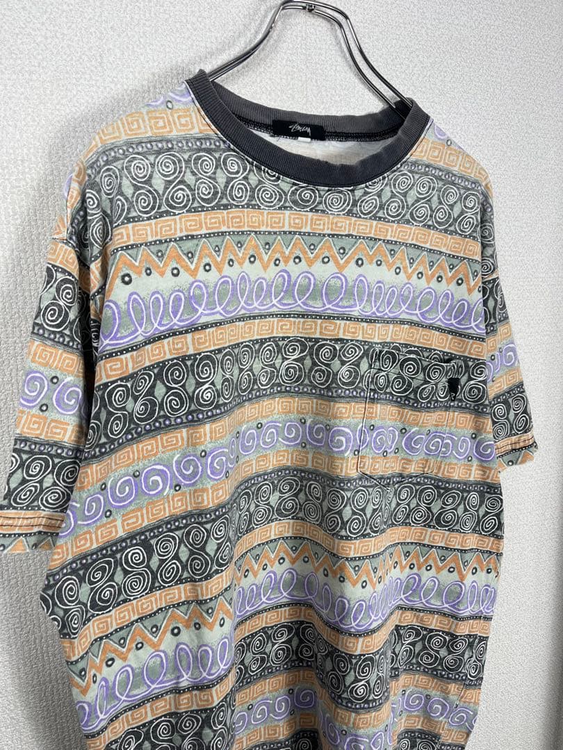 ● stussyステューシー 80s tシャツ TOMTOM柄　XL 黒タグ初期