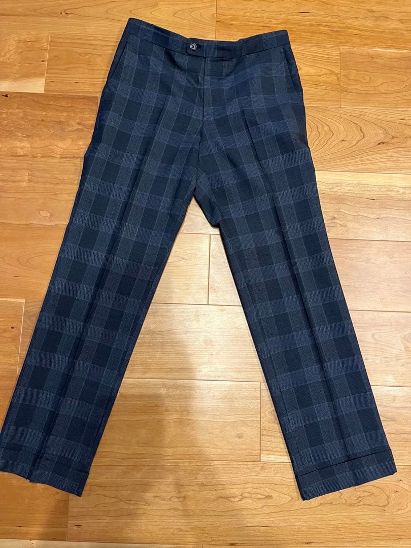 azabu tailor スーツ42A ネイビーチェック
