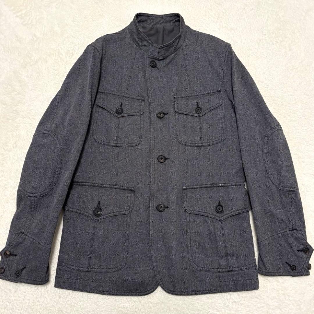 未使用級 J.PRESS ブラックシャンブレー ハンティングジャケット L