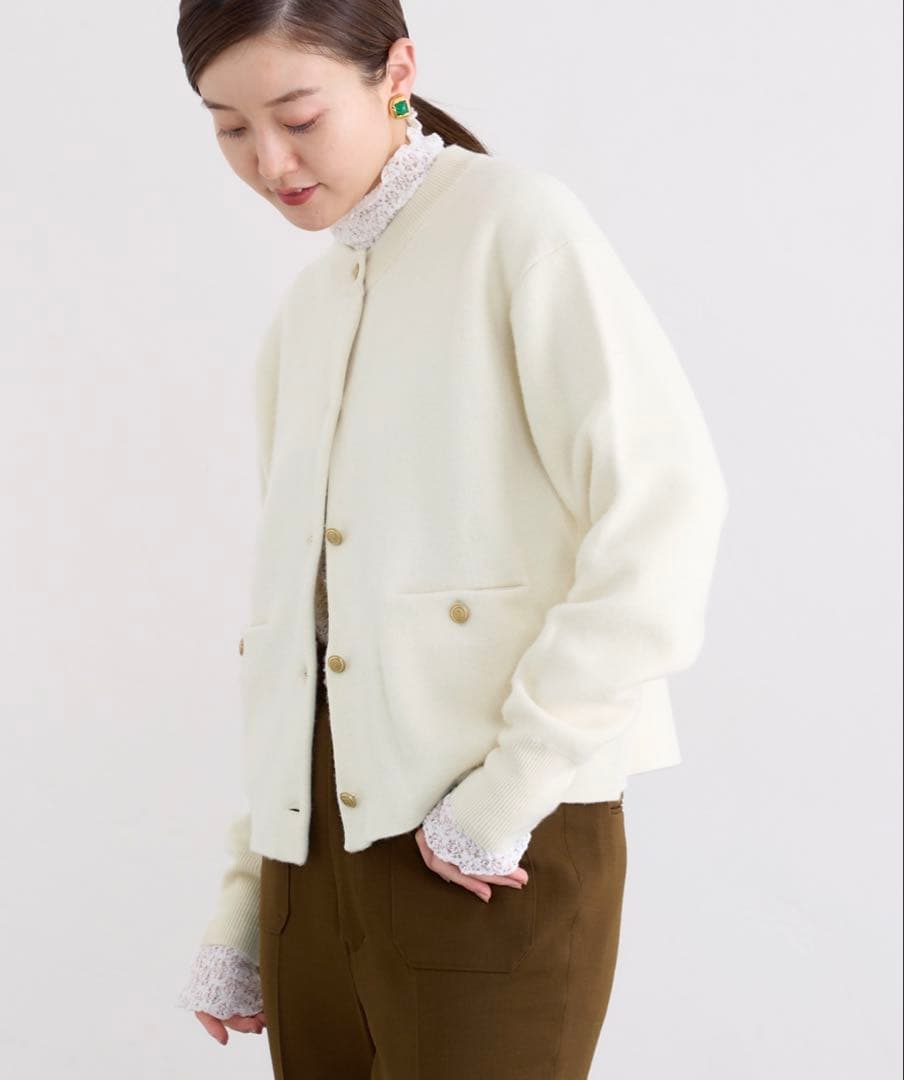 美品 IENA イエナ ダブルフェイス ニットカーディガン 金ボタン ジャケット