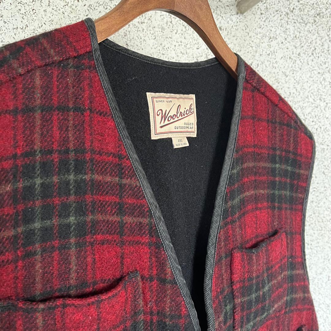 Woolrich チェック柄ベスト アメリカ製 2XLサイズ 【USA製】