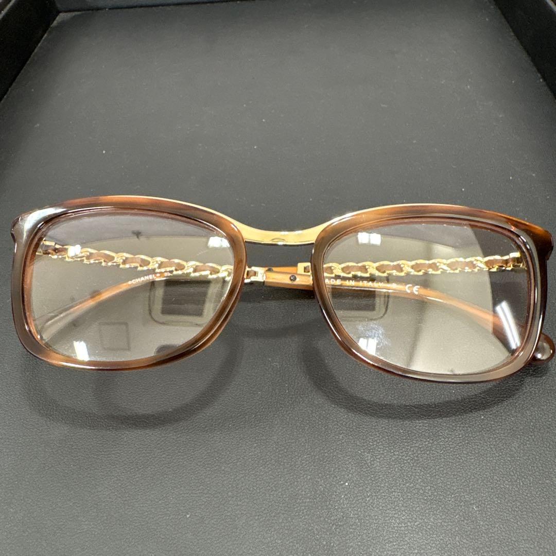 シャネル　CHANEL サングラス　3352QA 　べっ甲調　チェーン