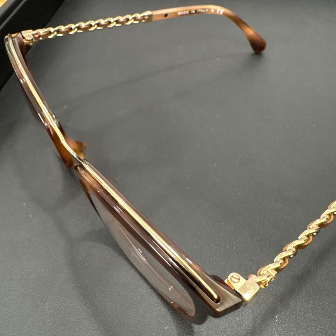 シャネル　CHANEL サングラス　3352QA 　べっ甲調　チェーン