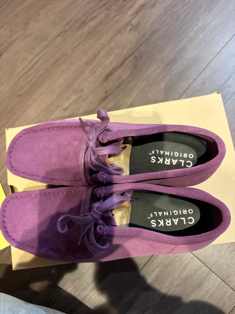クラークス　ワラビー　Clarks WALLABEE モカシン　uk6.5 紫
