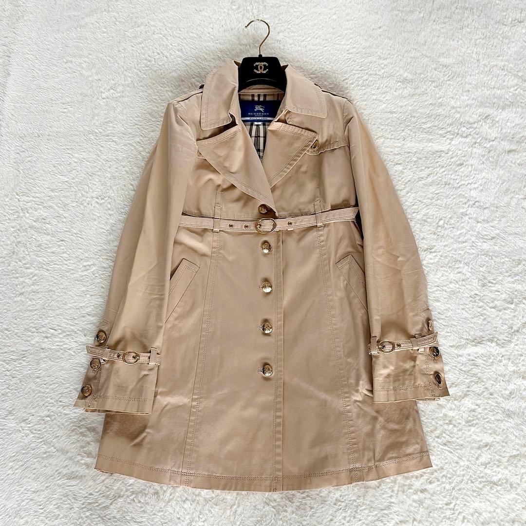 極美品✨【バーバリーブルーレーベル】金ボタントレンチコート ノバチェック ベルト