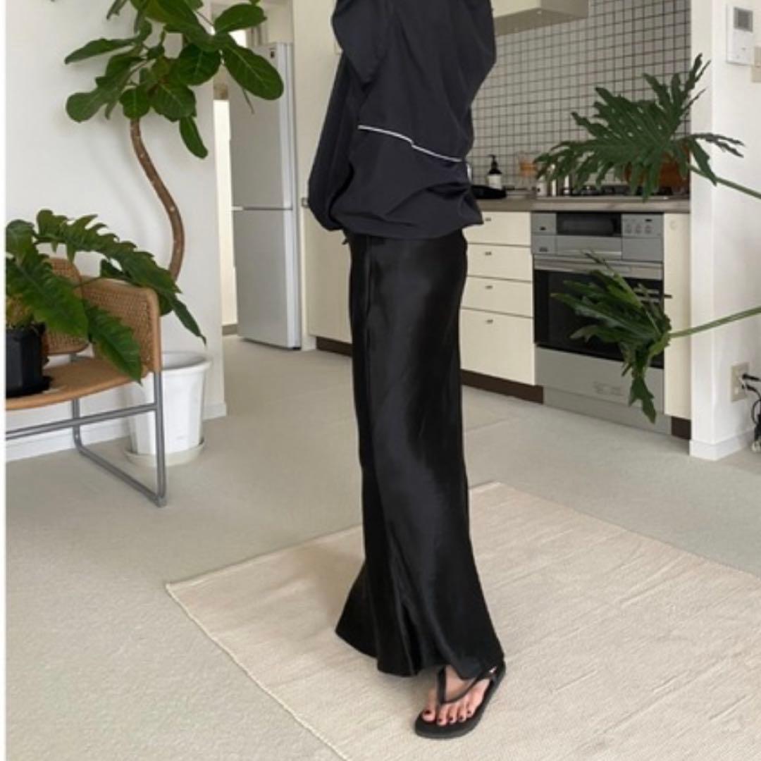 ENOF ace long skirt Mサイズ ブラック アセテート100%