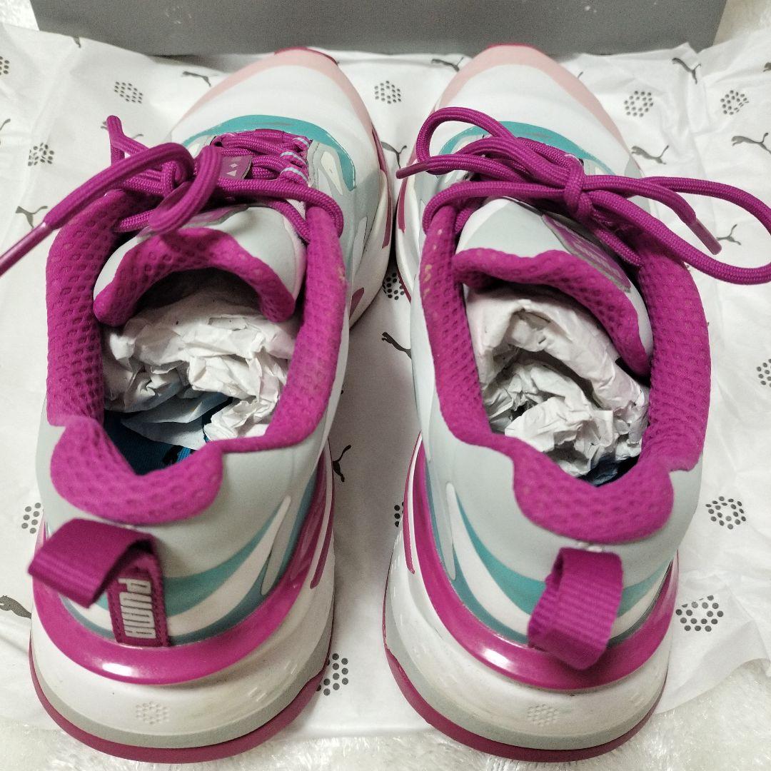 PUMA ゴルフシューズ24.5cm 女性用 ホワイト/ピンク/グリーン