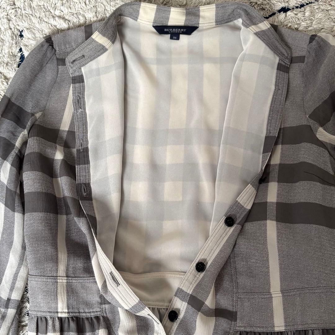 【タグ付き✨】バーバリーロンドン　シルク100% シャツワンピース　ベルト　38