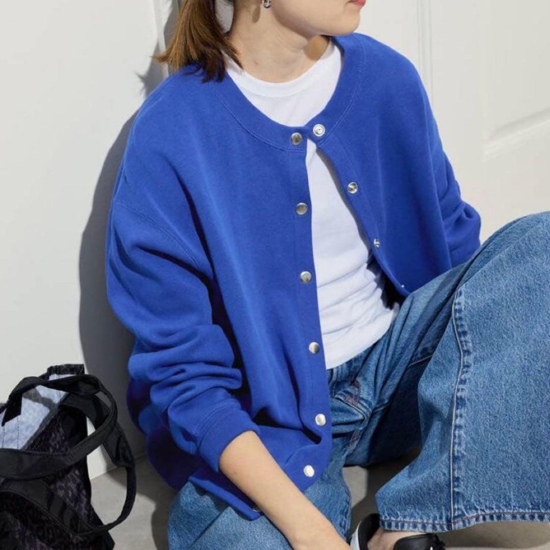 美品 スローブイエナ ダブルフェイスジャージースナップカーディガン