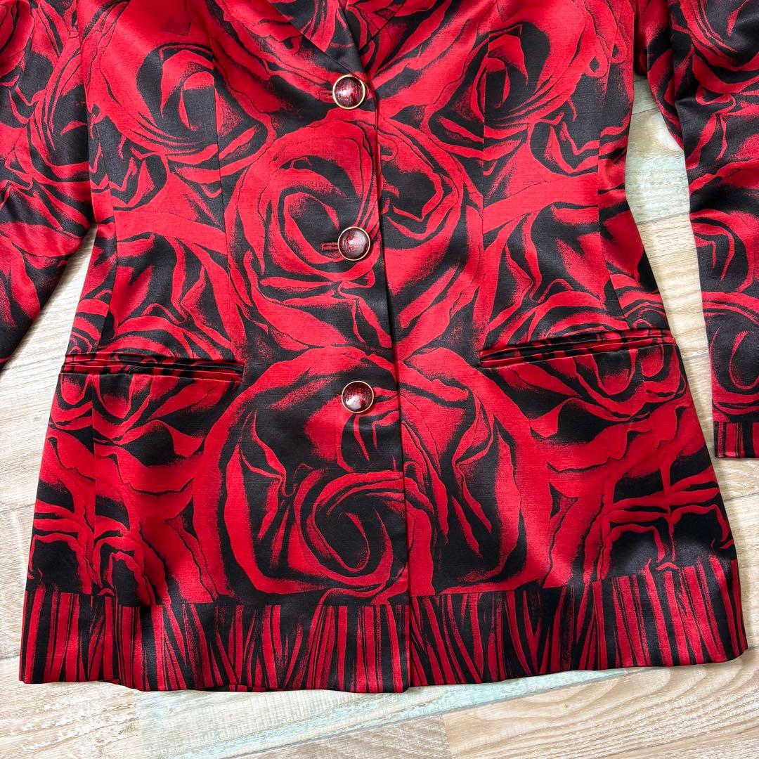 ESCADA エスカーダ ジャケット 薔薇 バラ 総柄 ウール シルク 36