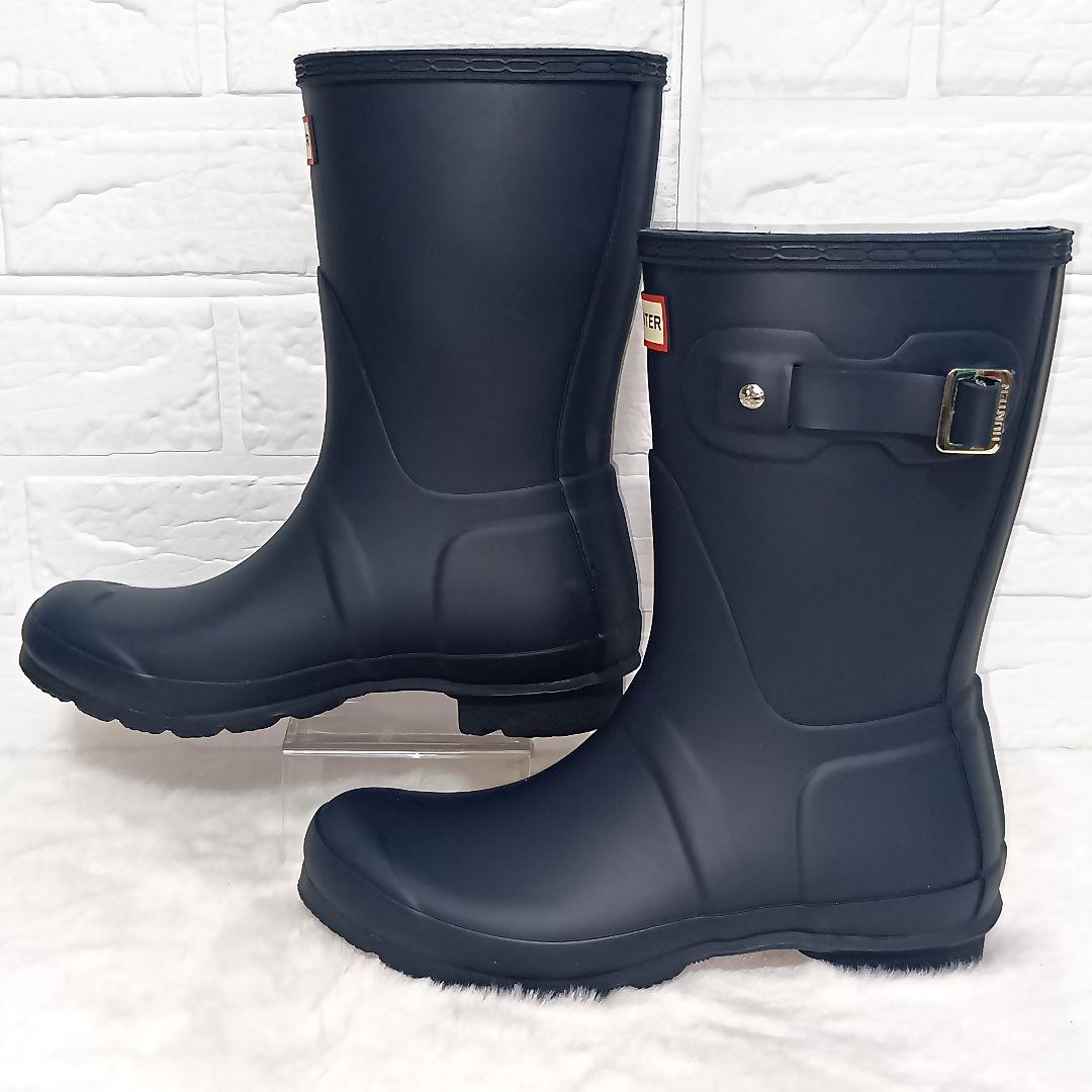 HUNTER ハンターネイビー レインブーツ バックル付き SIZE 24cm
